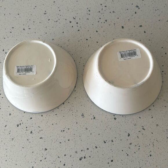 Talavera Set of Two Blue and White Ceramic Bowls Hand-Painted Made in Mexico New - Picture 3 of 8